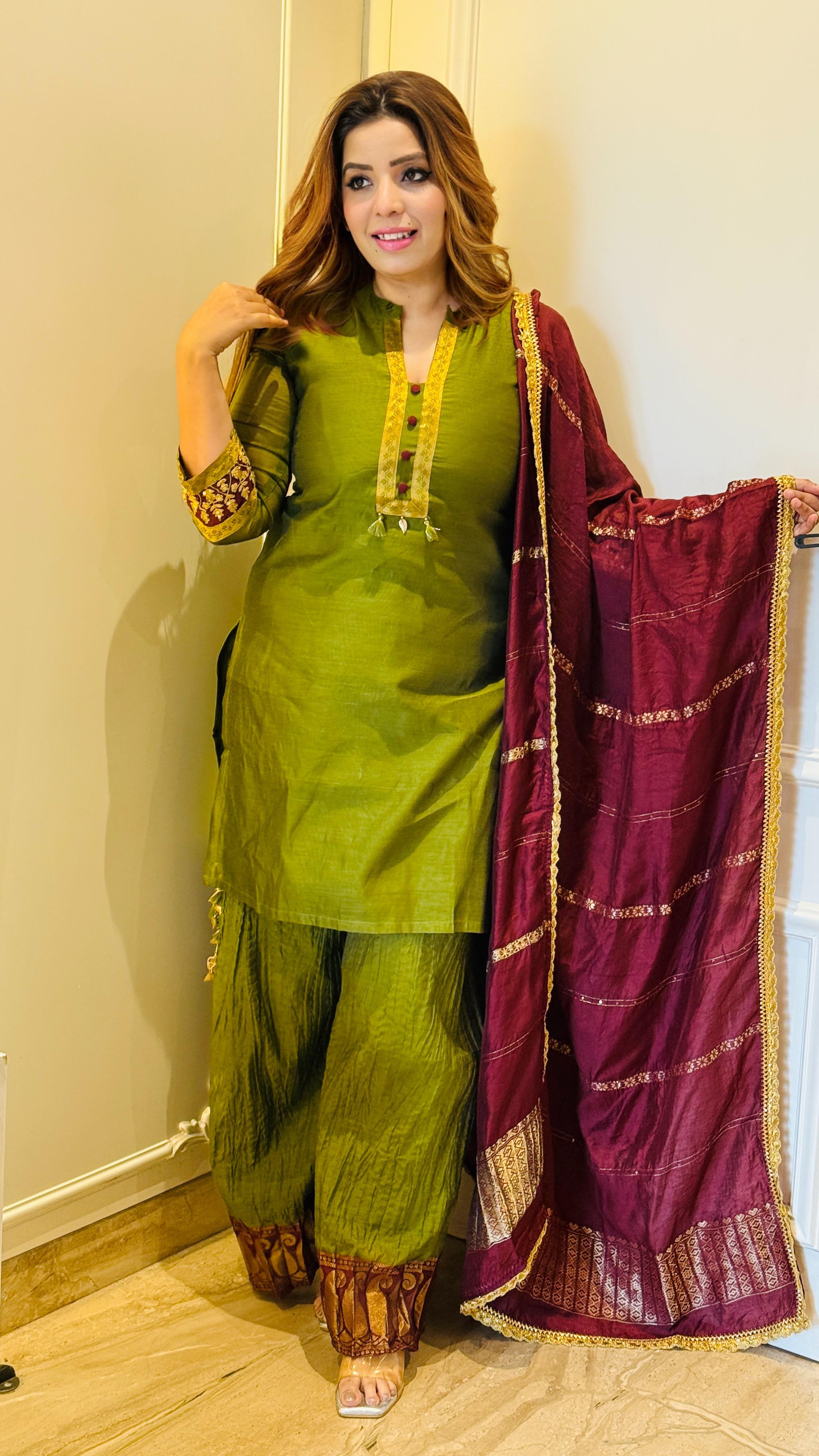 Banarasi Suit Set- Green